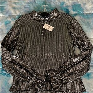 Women's Silver Sequin Top
